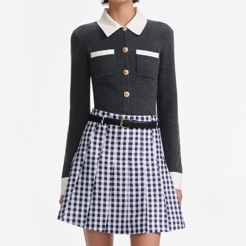 Self-portrait Grey Contrast Collar Cardigan